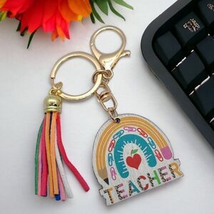 NEW Teacher Gift Bag Charm Keychain Keyring Cute School Appreciation Key Chain